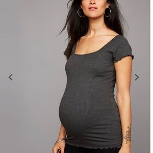 A Pea in the Pod Ribbed Knit Maternity T-Shirt - L